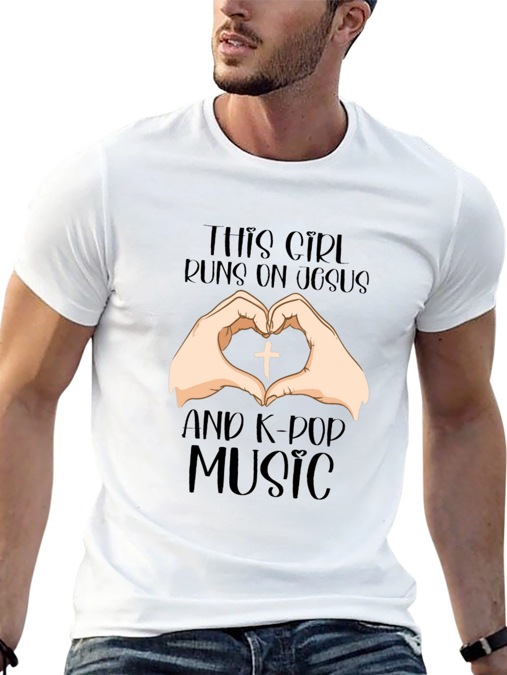 Girl Runs on Jesus & K-Pop Music T-Shirt