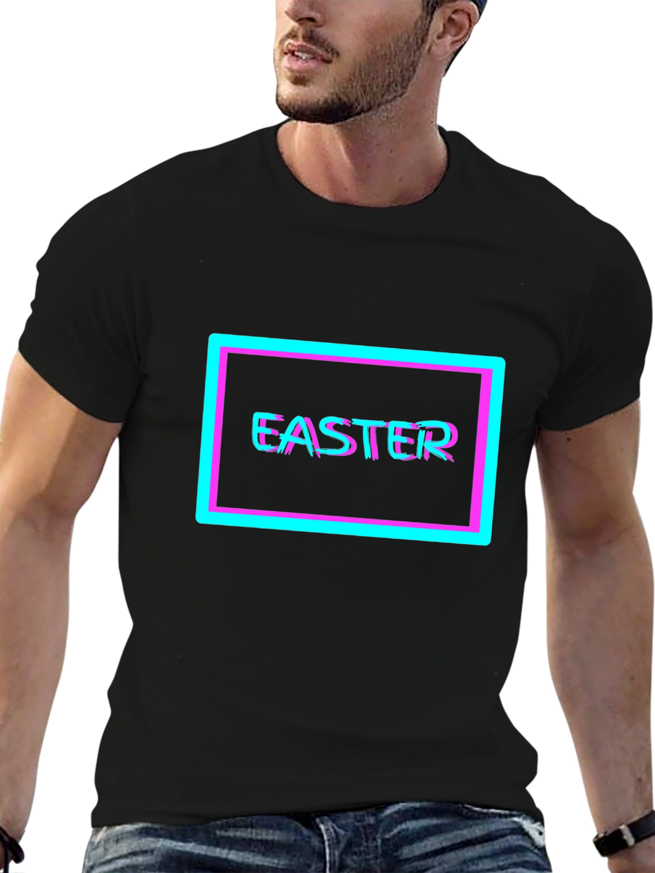 Easter Glitch T-Shirt - Vibrant Holiday Style