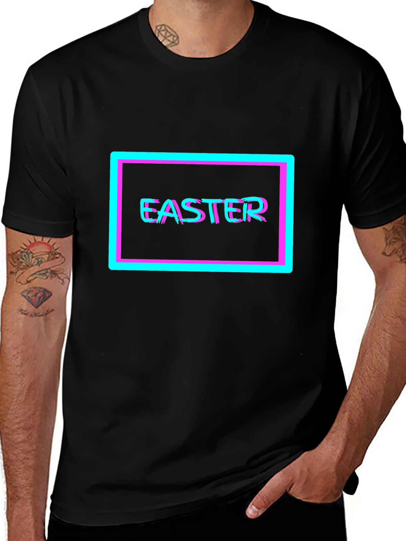 Easter Glitch T-Shirt - Vibrant Holiday Style