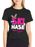 Ski Hase T-Shirt - Easter Bunny Skiing Tee
