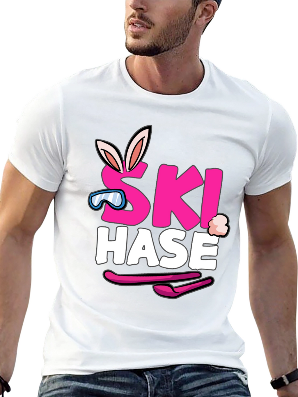 Ski Hase T-Shirt - Easter Bunny Skiing Tee