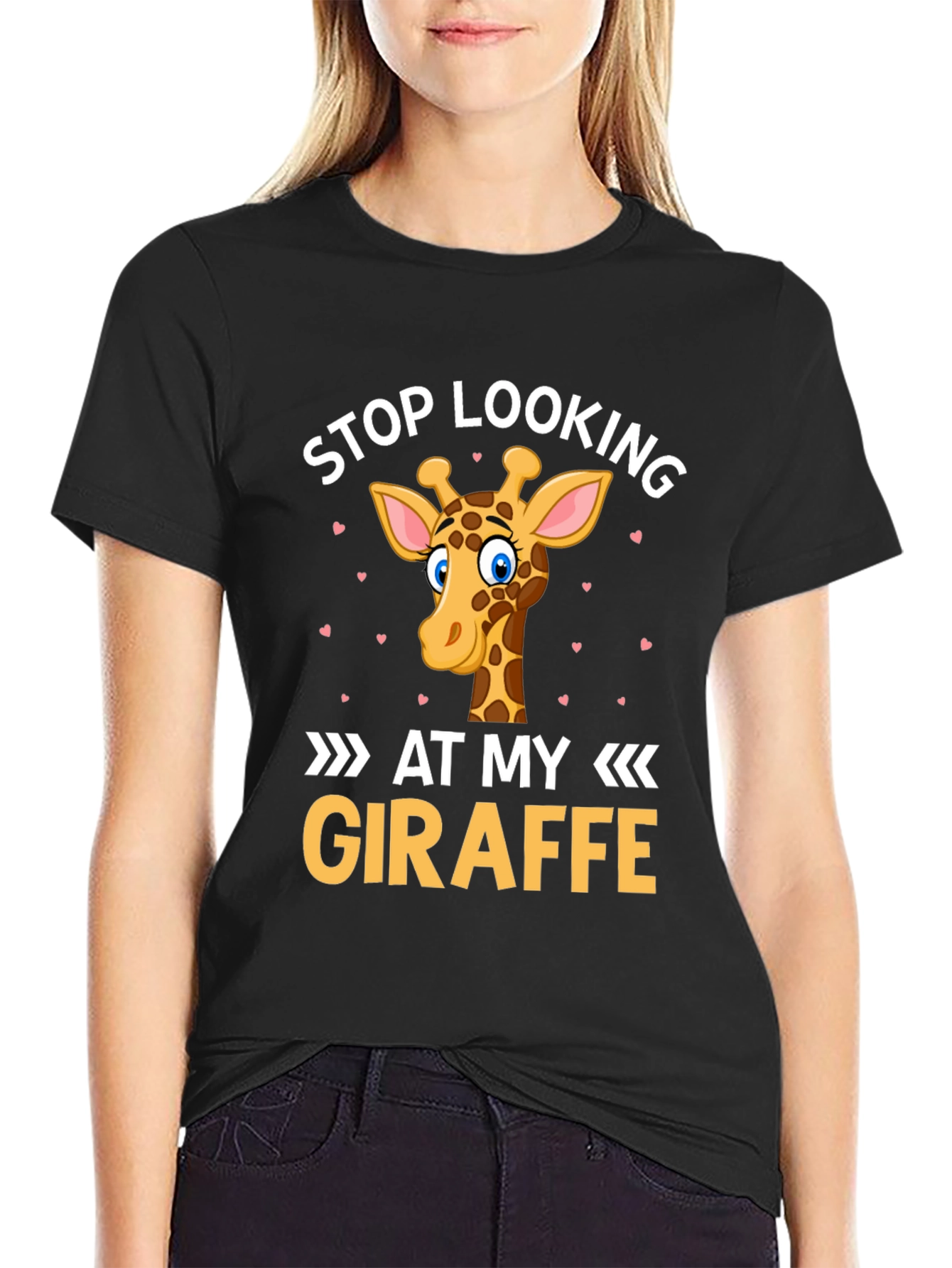 Stop Looking At My Giraffe T-Shirt - Novelty Graphic Tee