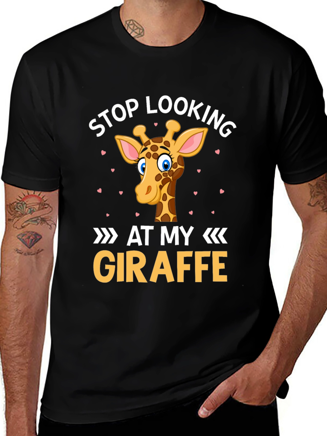 Stop Looking At My Giraffe T-Shirt - Novelty Graphic Tee