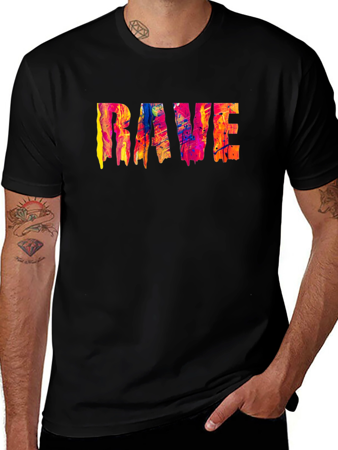 RAVE Colorful Graphic T-Shirt Unique Design