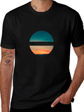 Techzone Black Graphic T-Shirt: Horizon Design