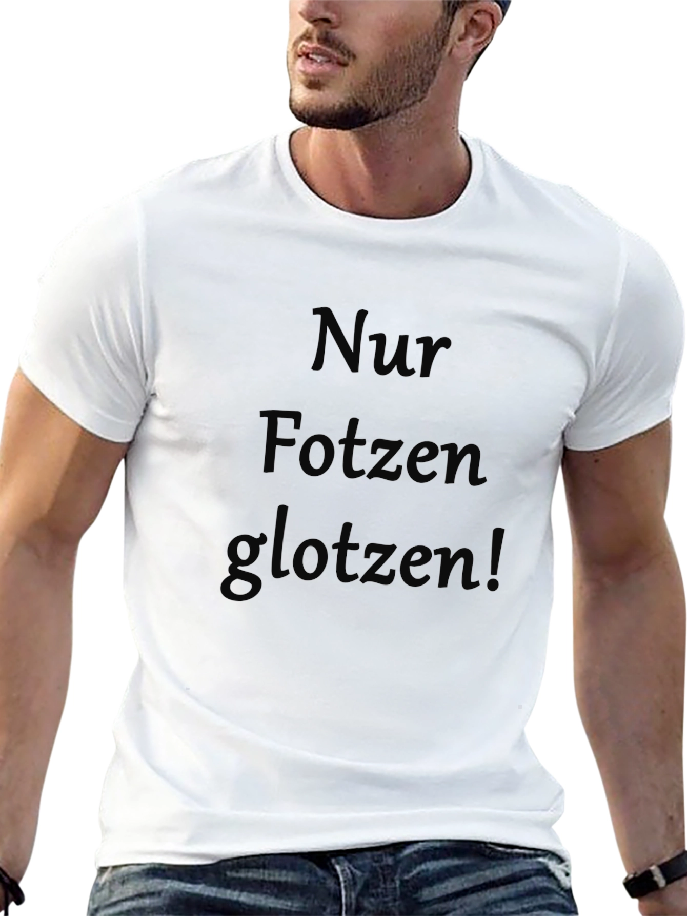 Mens Black Graphic T-Shirt - Nur Fotzen glotzen!