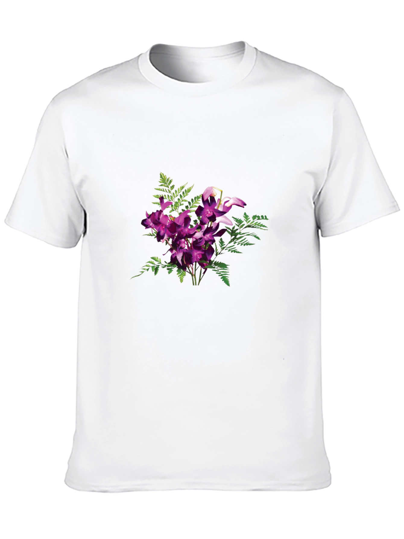 Floral Orchid Graphic Tee - Black Cotton Comfort