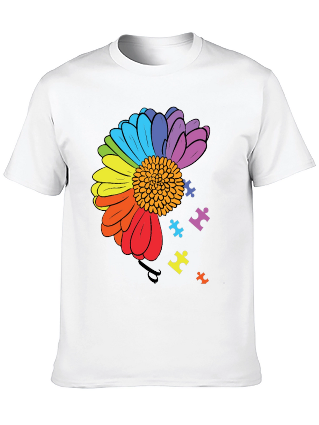 Autism Awareness Rainbow Flower Puzzle T-Shirt