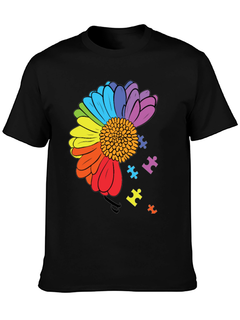 Autism Awareness Rainbow Flower Puzzle T-Shirt