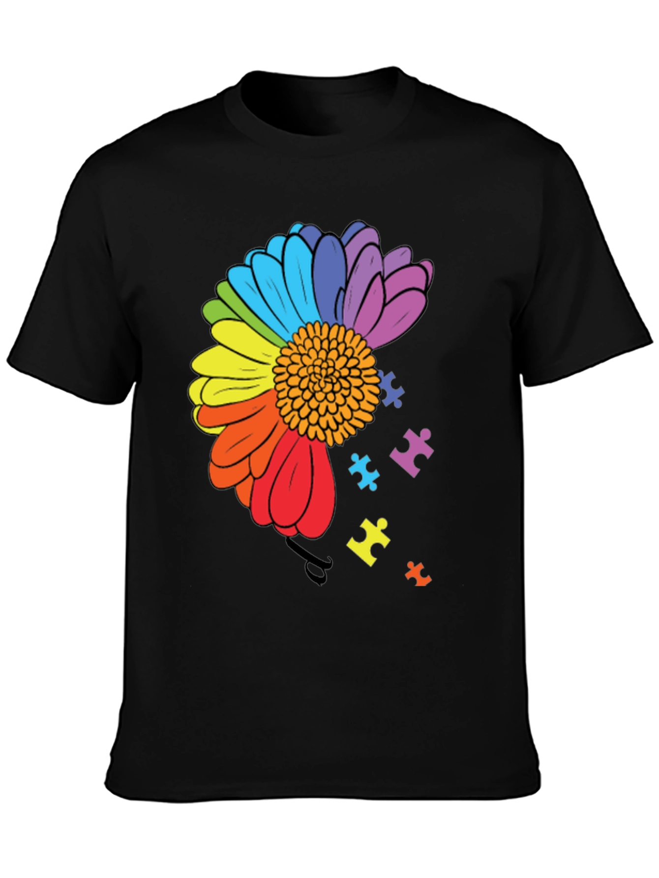 Autism Awareness Rainbow Flower Puzzle T-Shirt
