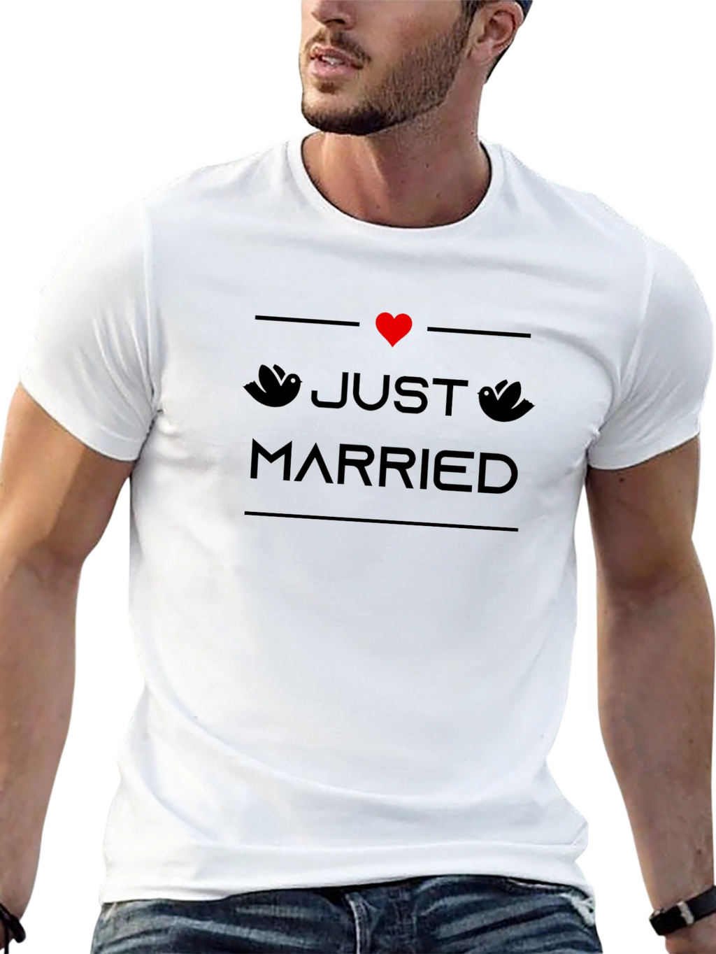 Just Married T-Shirt - Black Wedding Tee