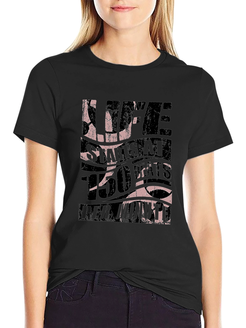 Life Starts at 150 BPM Black T-Shirt