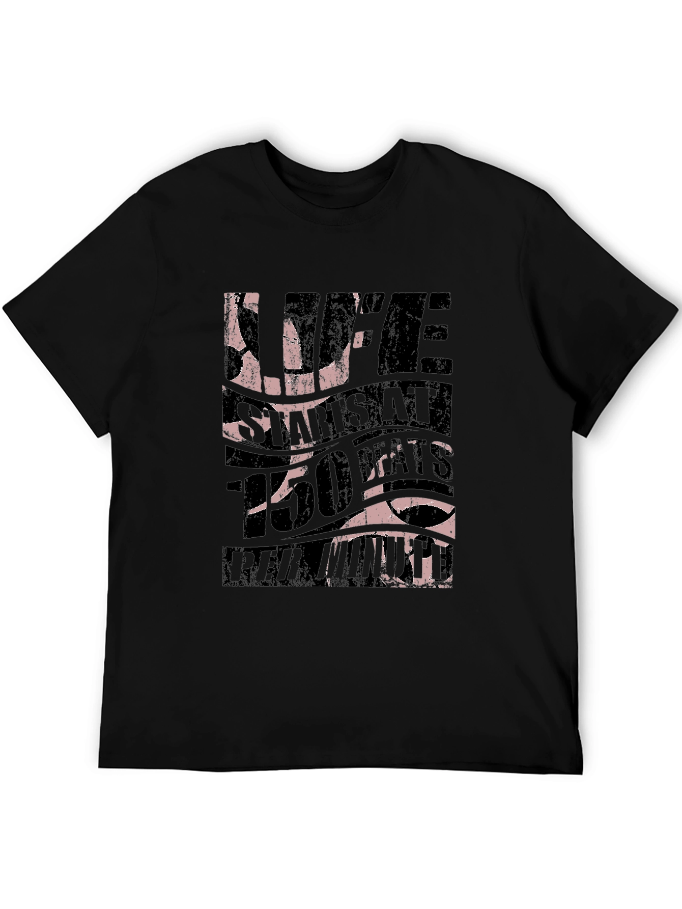 Life Starts at 150 BPM Black T-Shirt