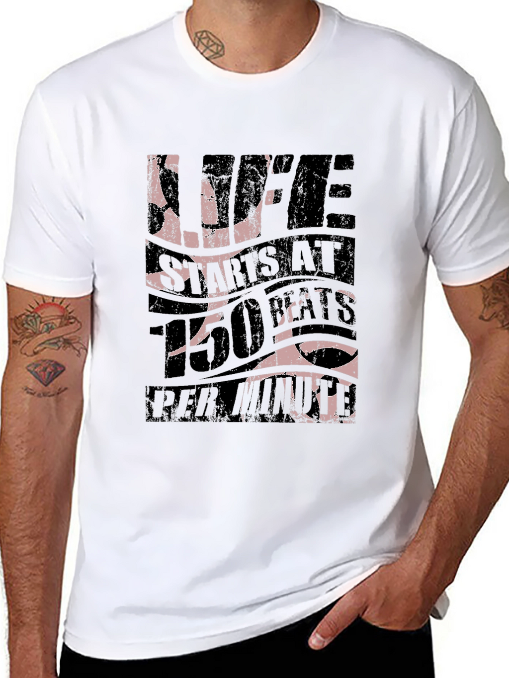 Life Starts at 150 BPM Black T-Shirt