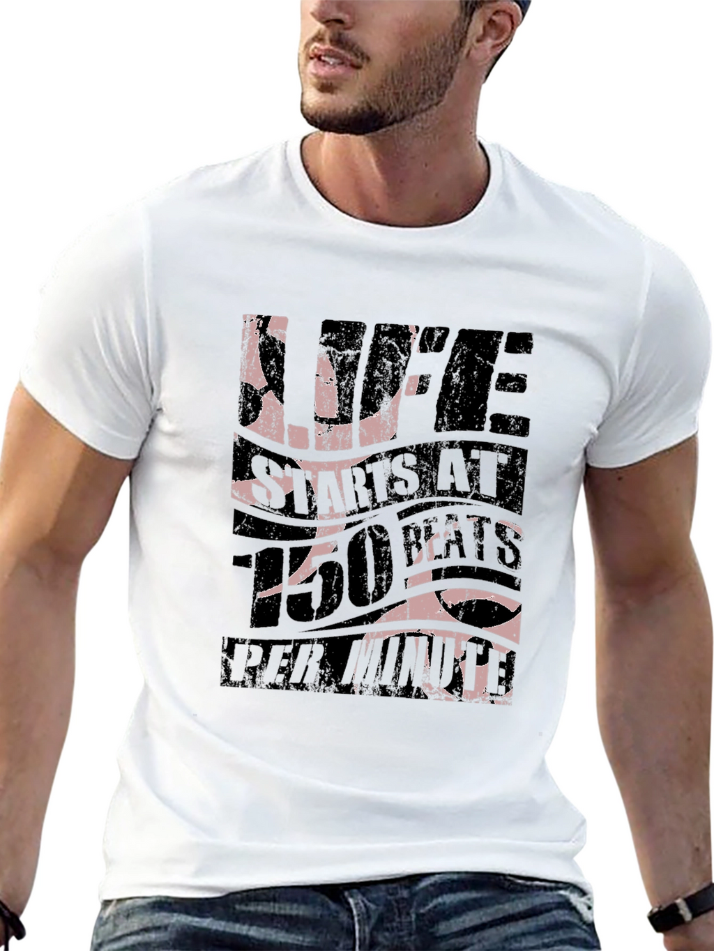 Life Starts at 150 BPM Black T-Shirt