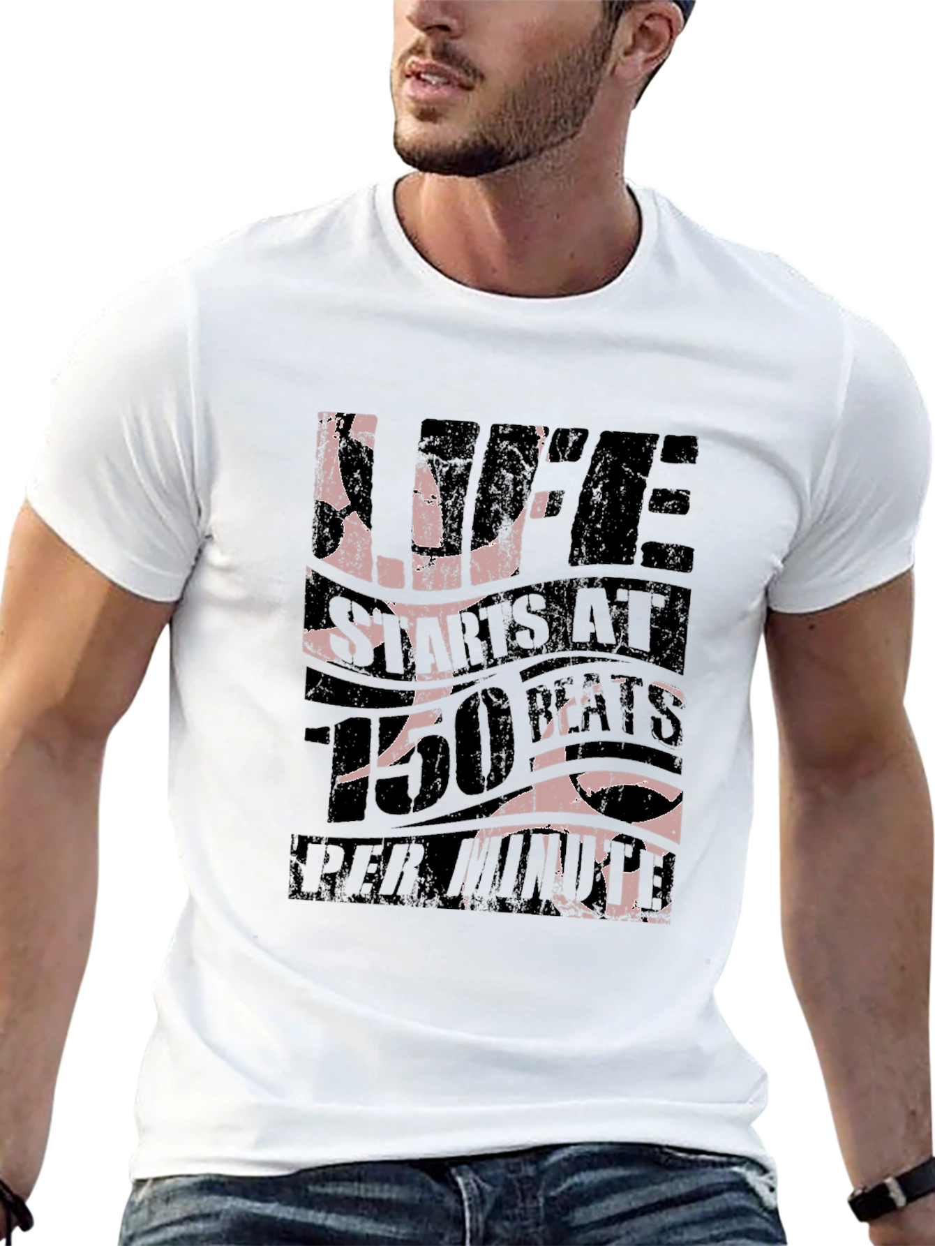 Life Starts at 150 BPM Black T-Shirt