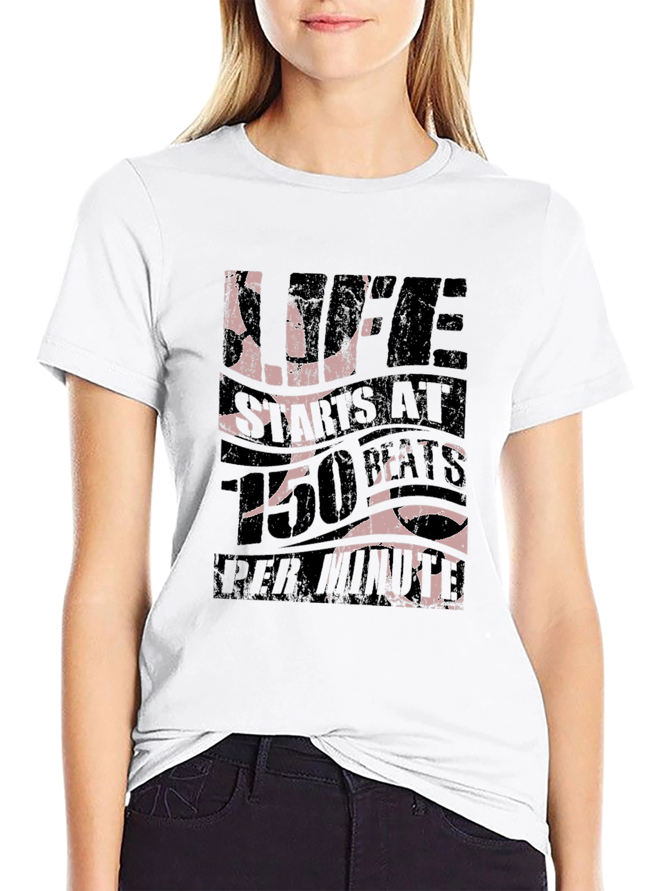 Life Starts at 150 BPM Black T-Shirt
