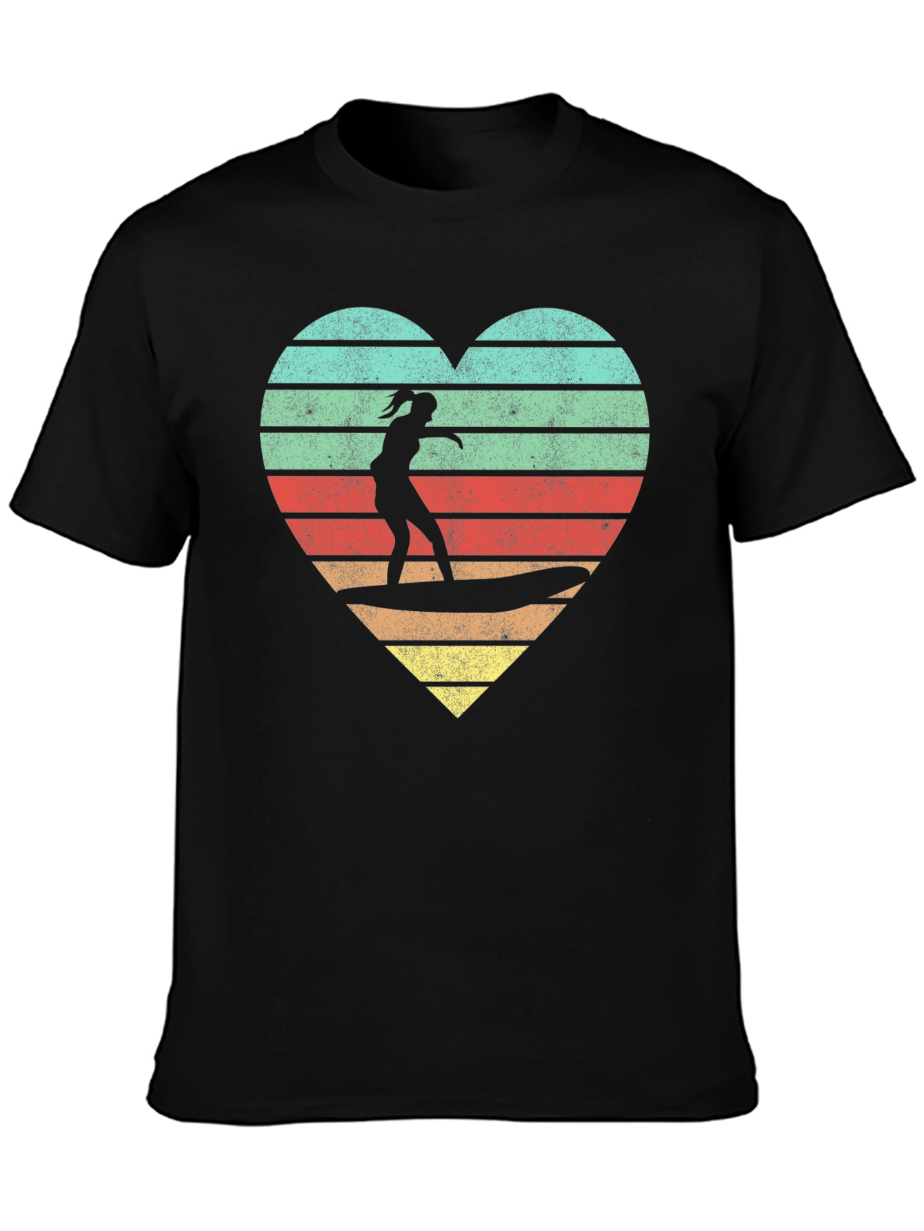 Retro Surfer Heart T-Shirt - Vintage Beach Vibes
