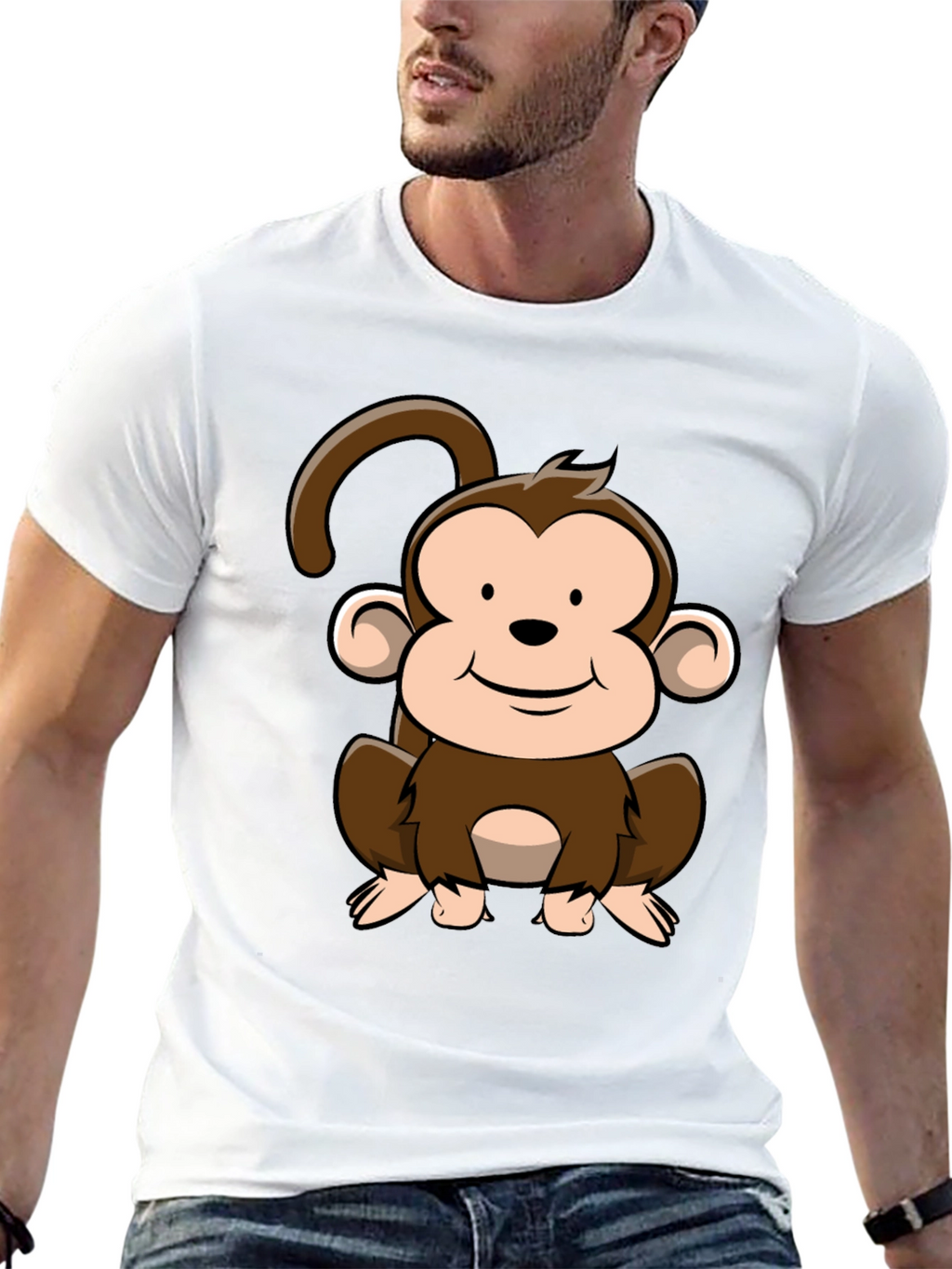 Cute Cartoon Monkey Graphic T-Shirt