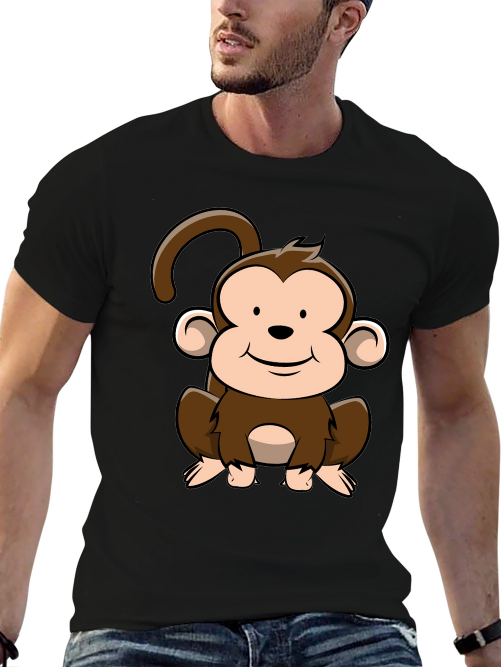 Cute Cartoon Monkey Graphic T-Shirt