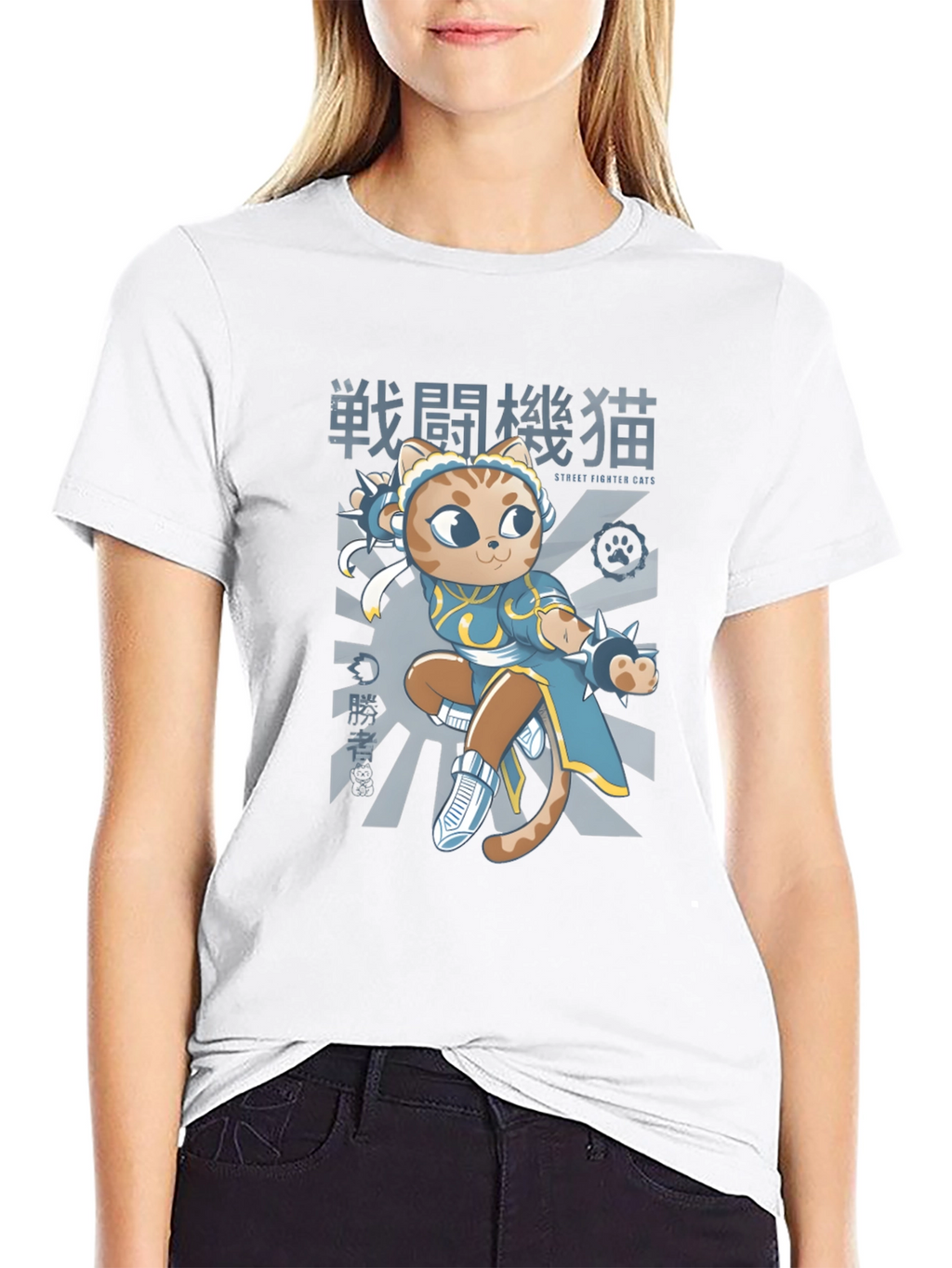Street Fighter Cats Black T-Shirt