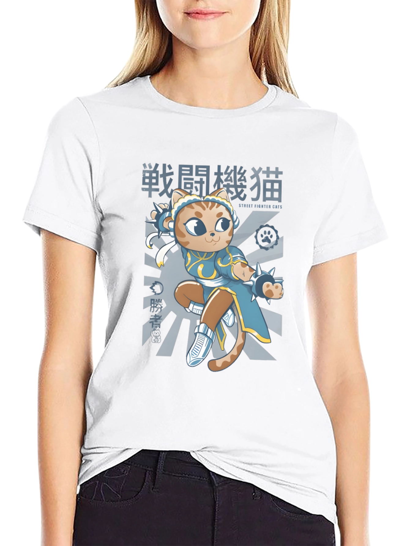 Street Fighter Cats Black T-Shirt