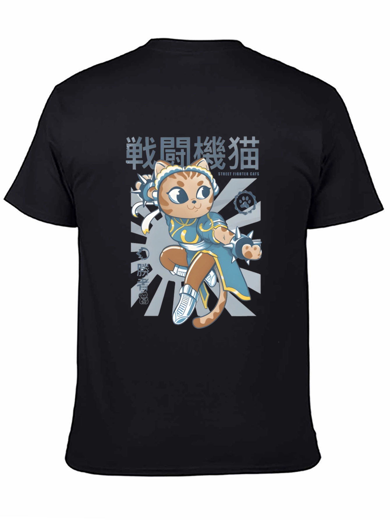 Street Fighter Cats Black T-Shirt