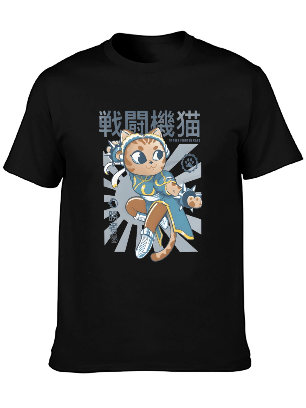 Street Fighter Cats Black T-Shirt