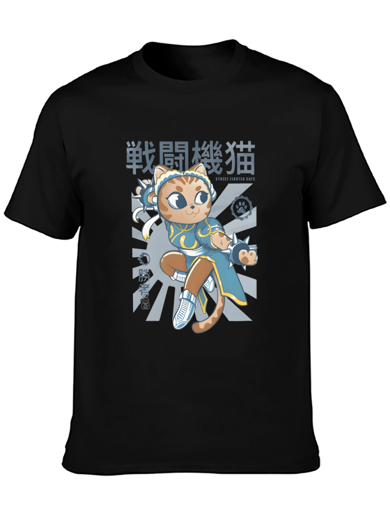 Street Fighter Cats Black T-Shirt