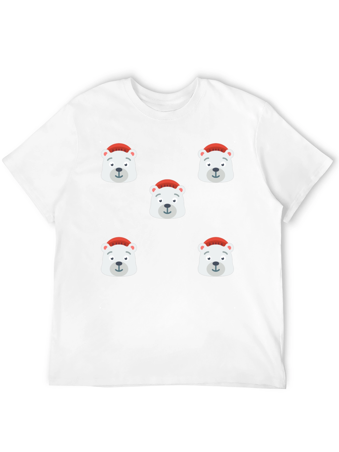 Festive Polar Bear Graphic Tee - Black