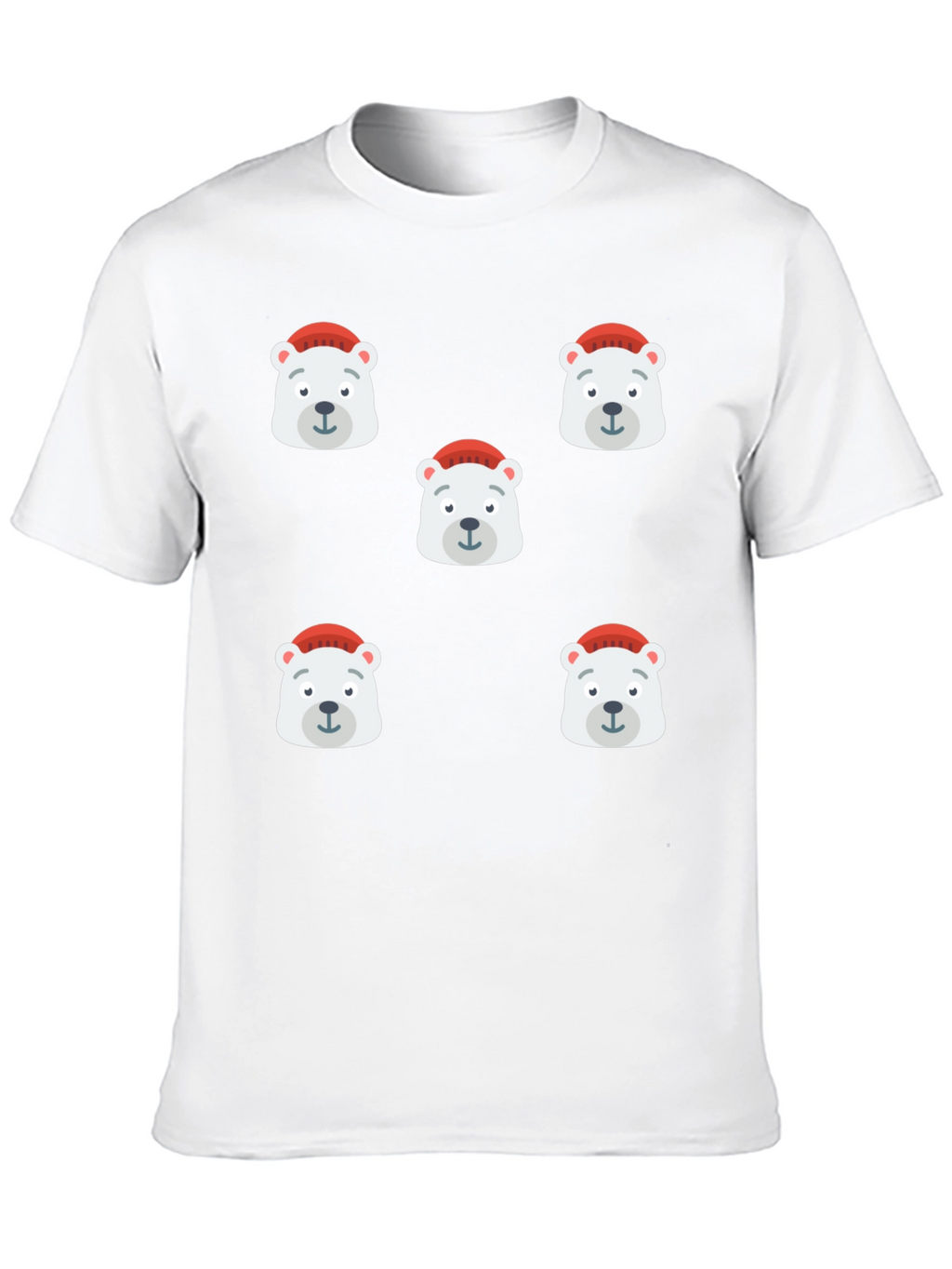 Festive Polar Bear Graphic Tee - Black