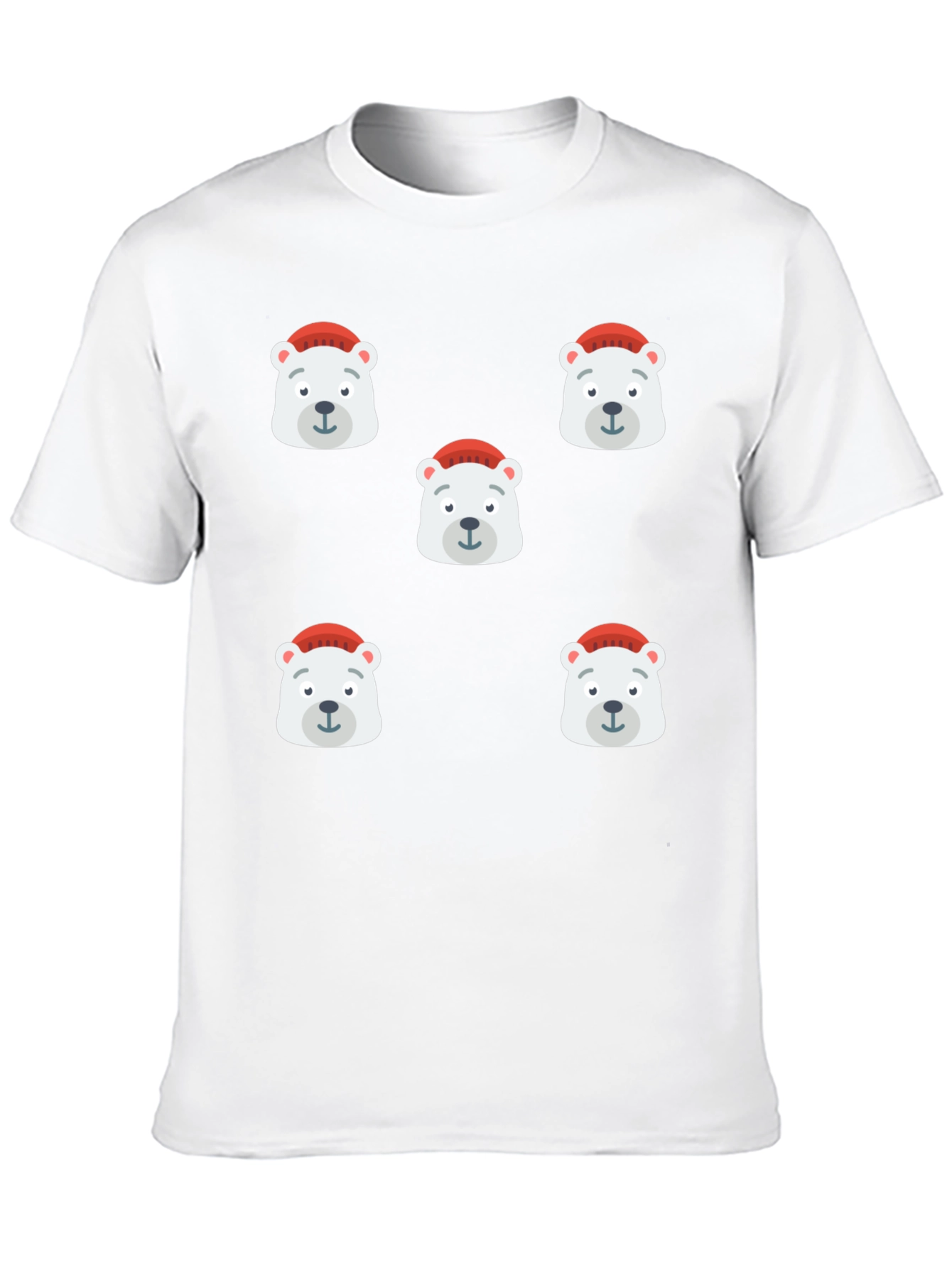 Festive Polar Bear Graphic Tee - Black