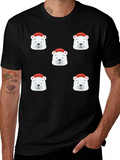 Festive Polar Bear Graphic Tee - Black