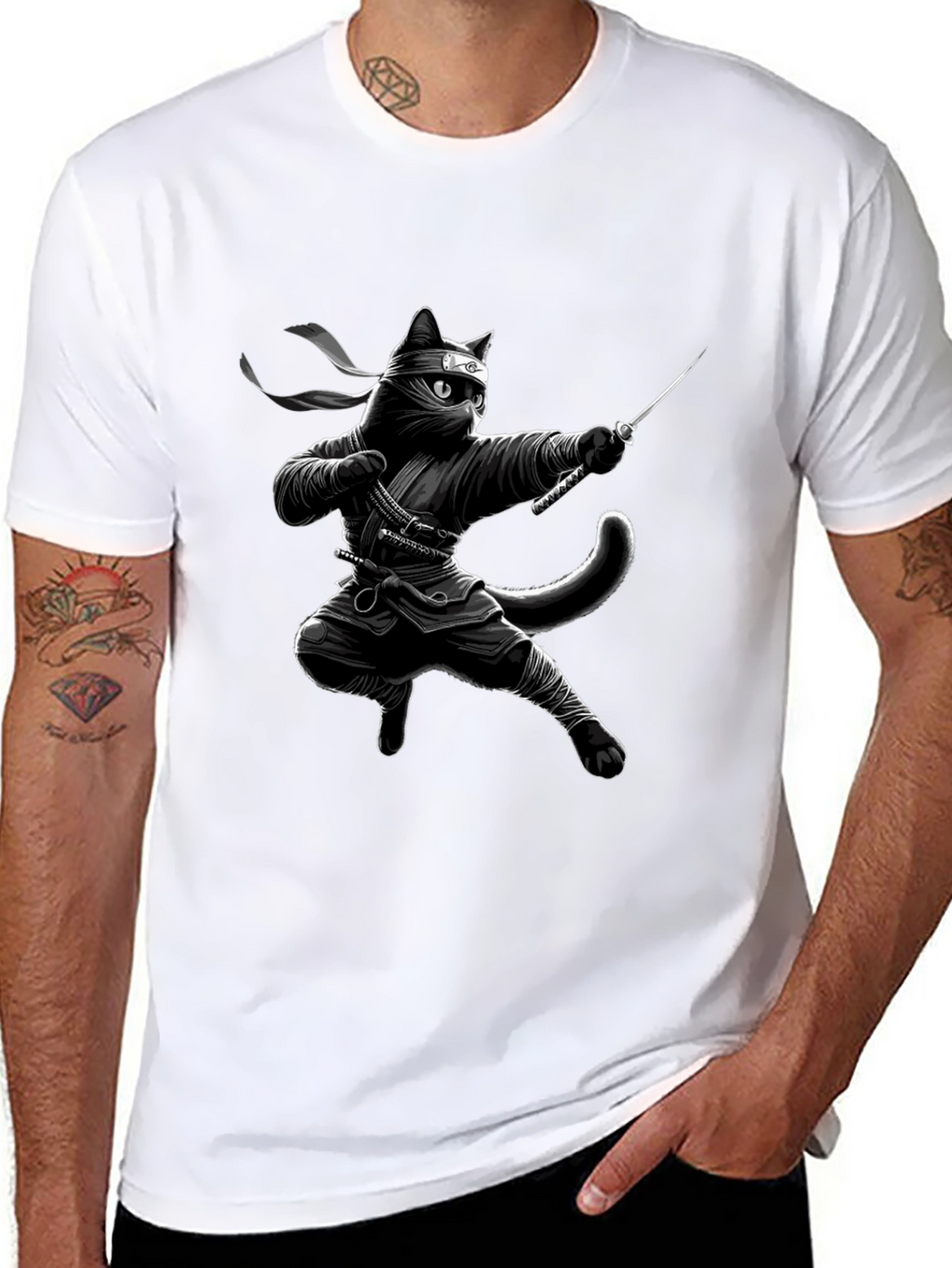 Ninja Cat Graphic Tee - Stealth Style