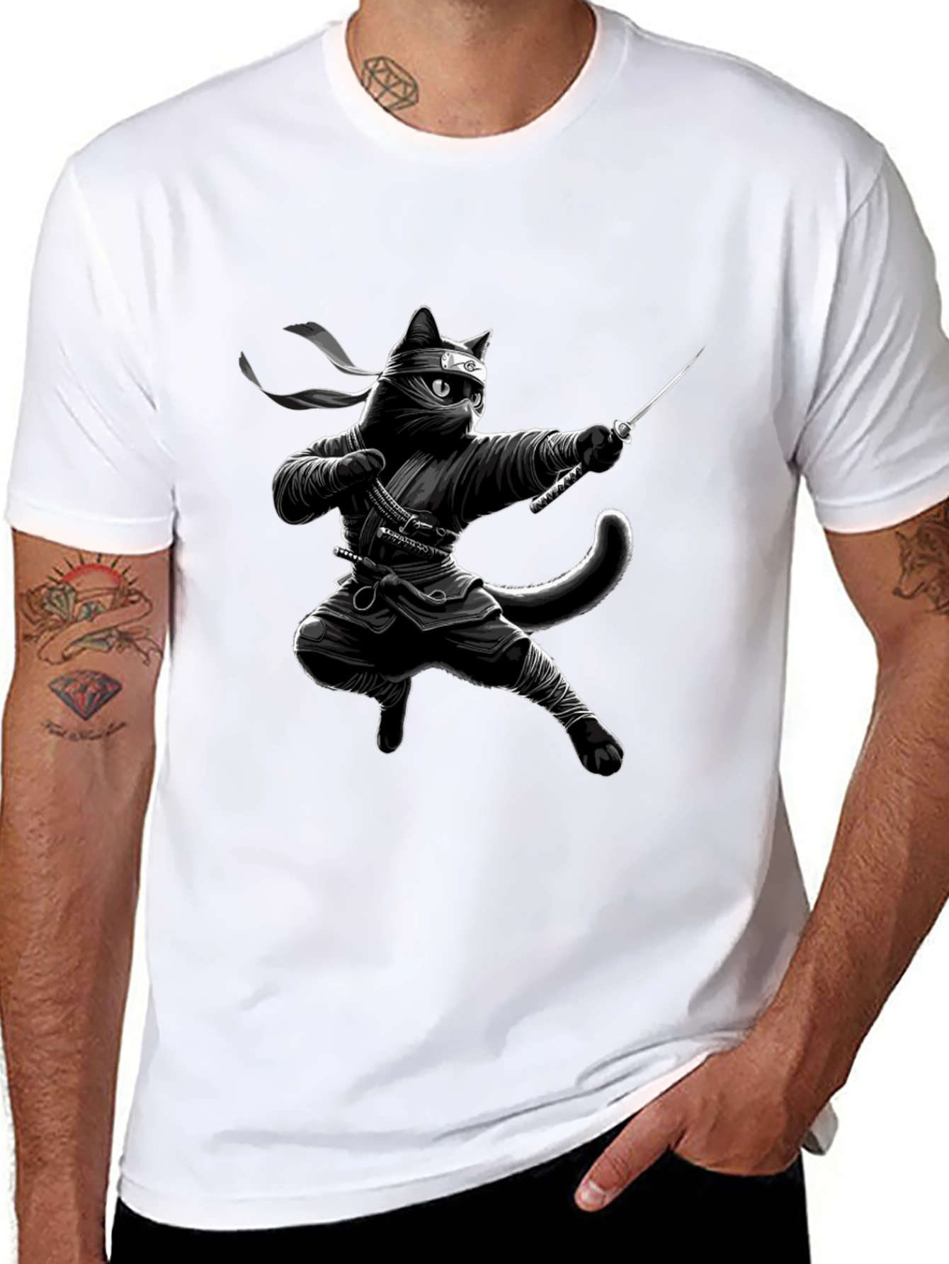 Ninja Cat Graphic Tee - Stealth Style