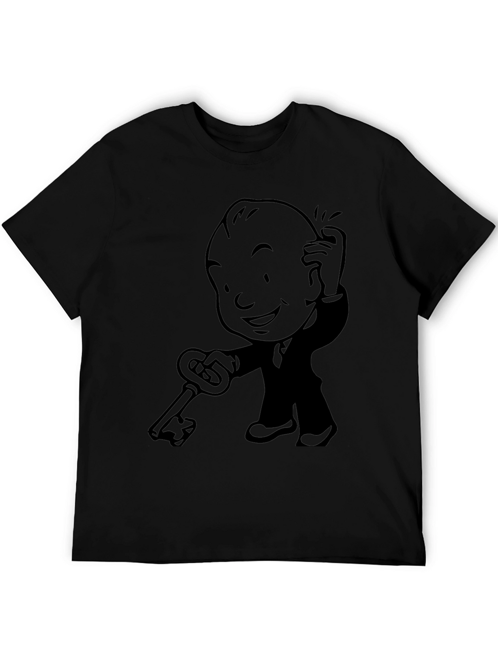Retro Cartoon Key Black T-Shirt