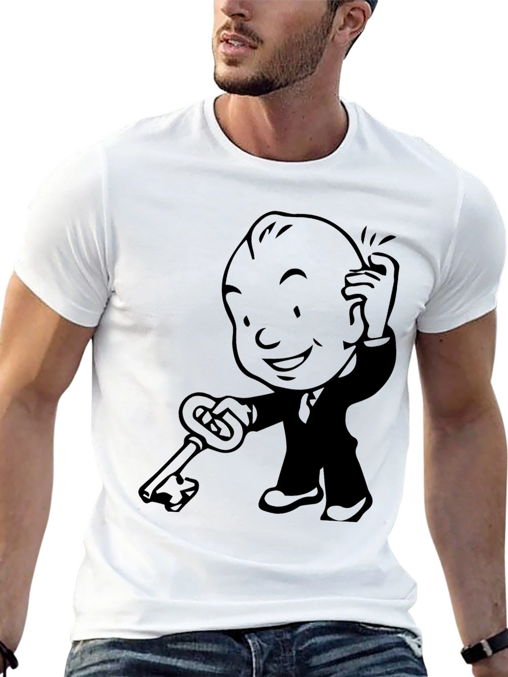 Retro Cartoon Key Black T-Shirt