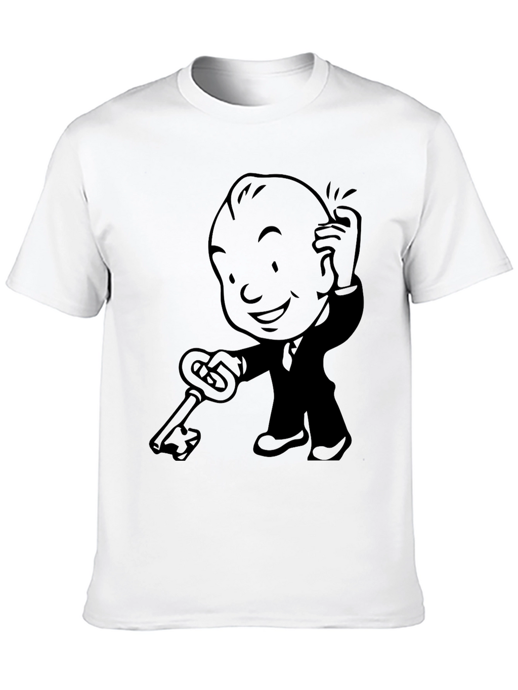Retro Cartoon Key Black T-Shirt
