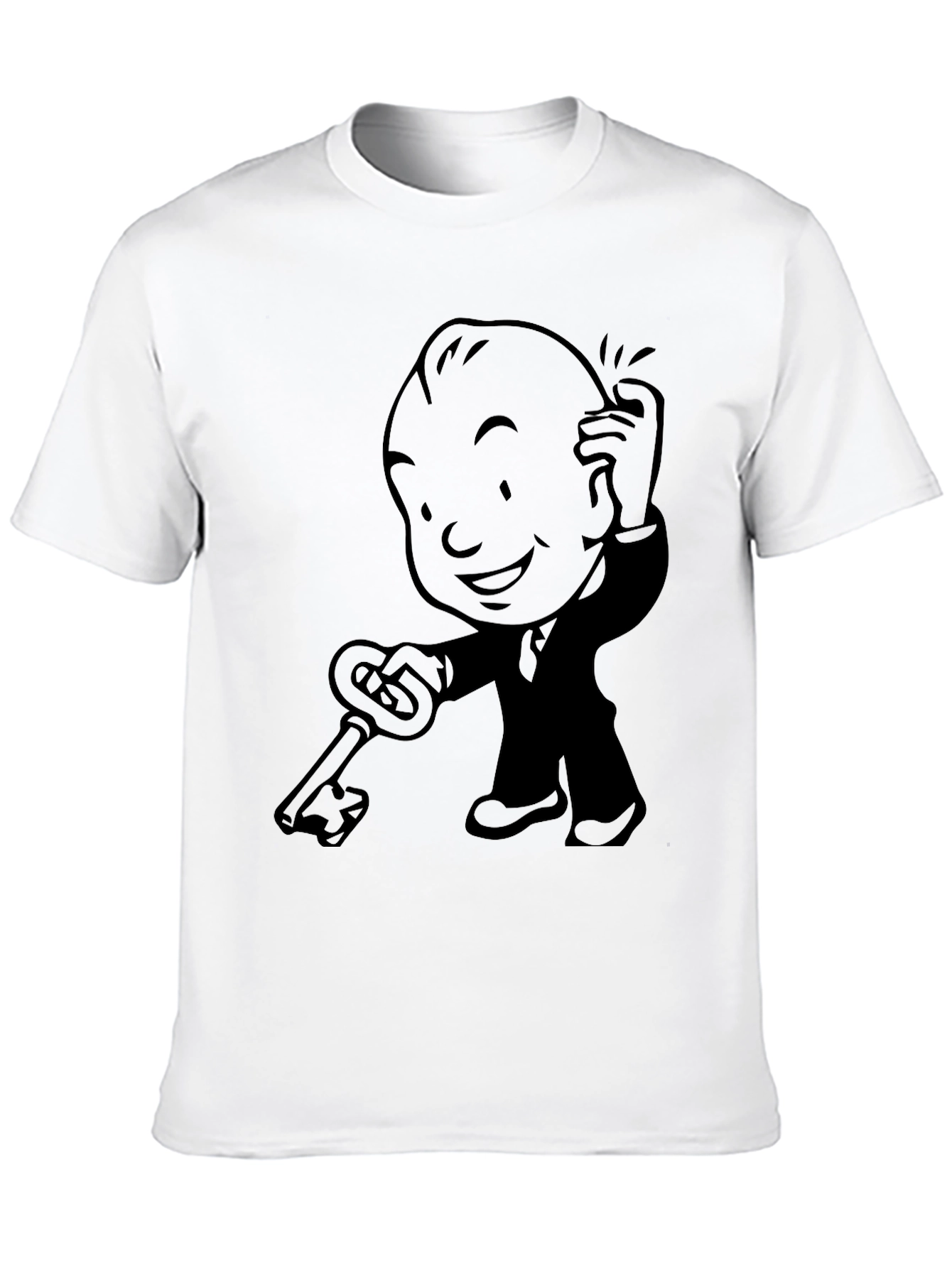 Retro Cartoon Key Black T-Shirt