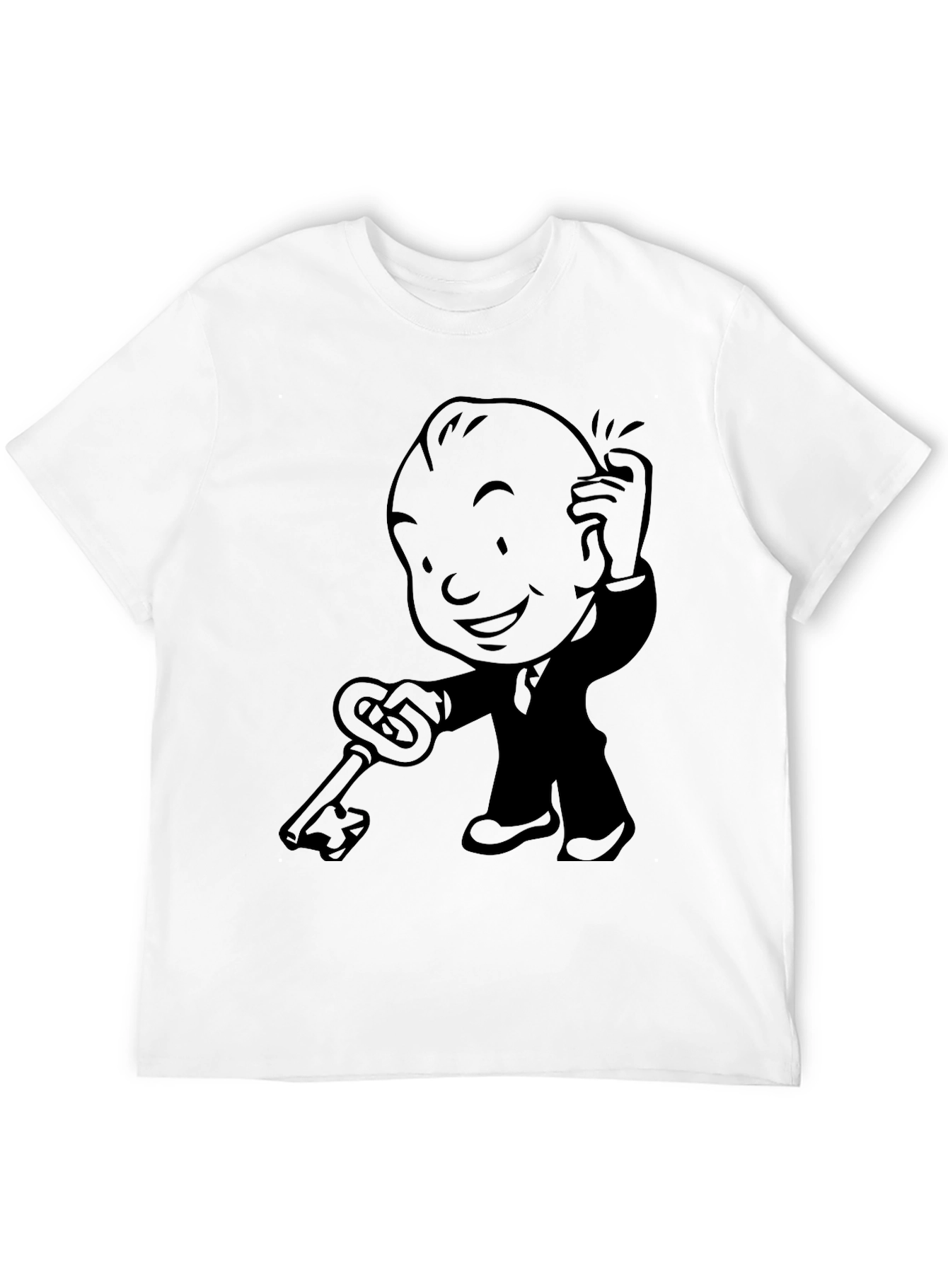 Retro Cartoon Key Black T-Shirt