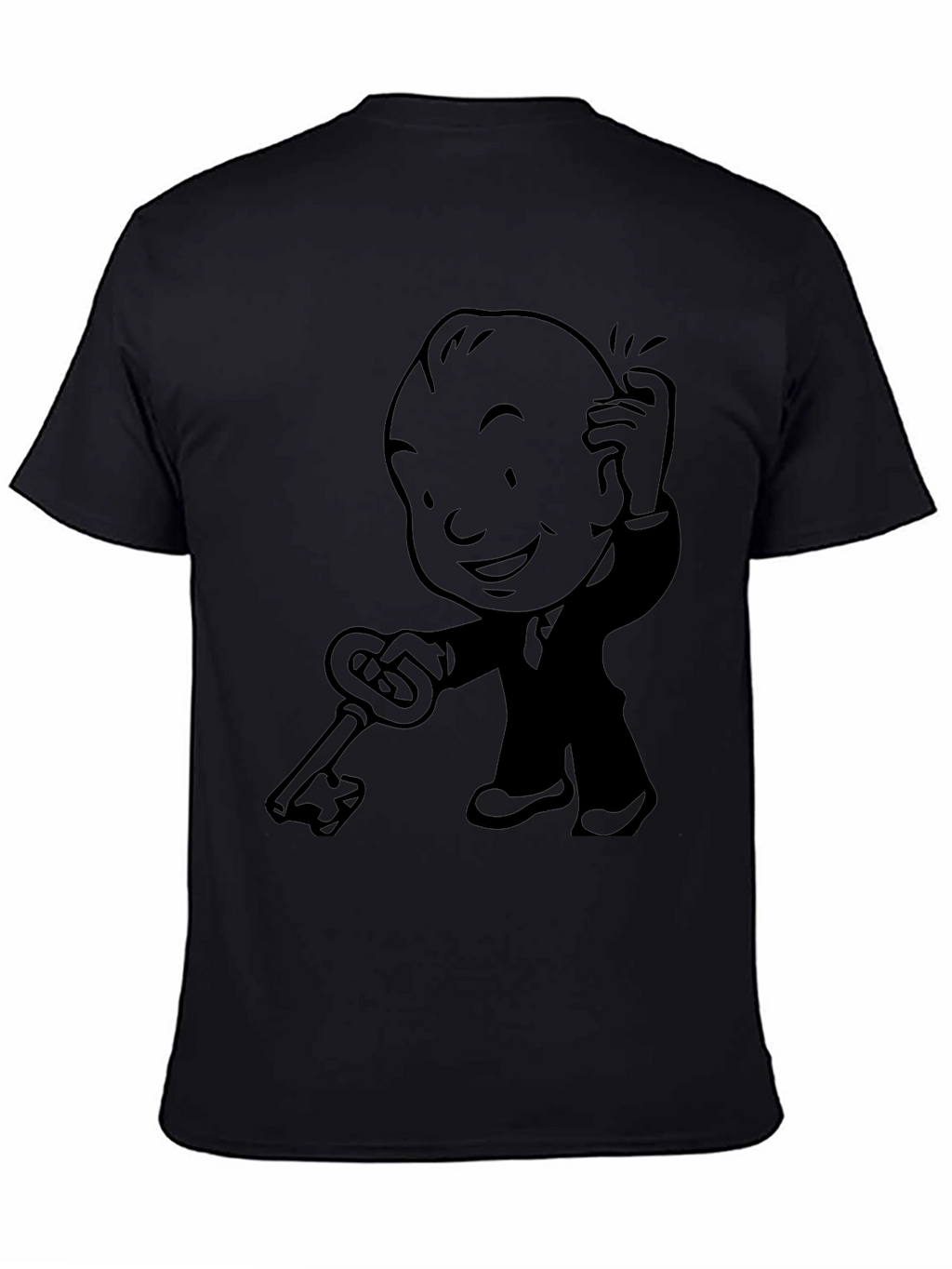 Retro Cartoon Key Black T-Shirt