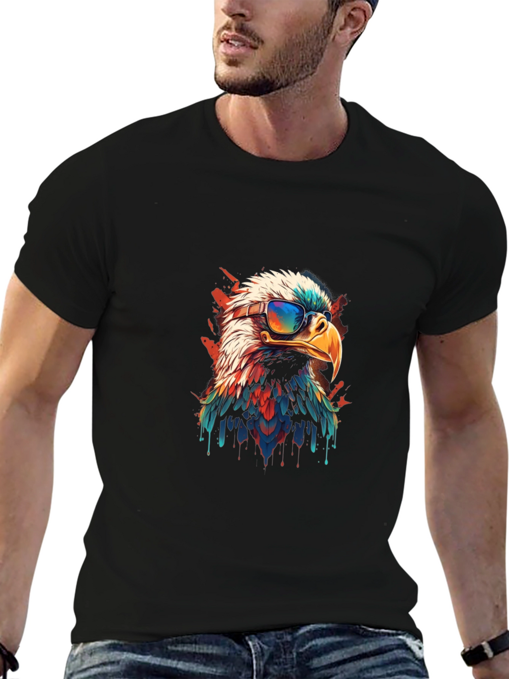 Cool Eagle Graphic Tee - Patriotic Style