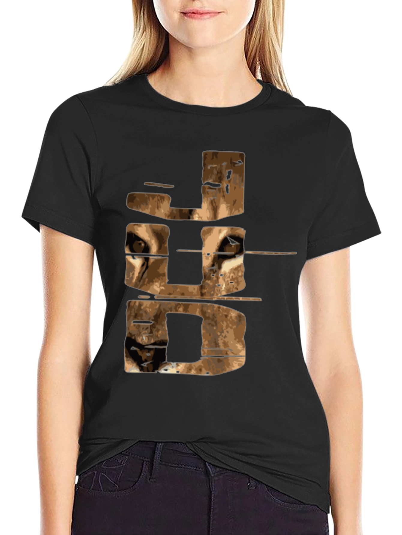 Abstract JDD Graphic Print Black Tee Shirt