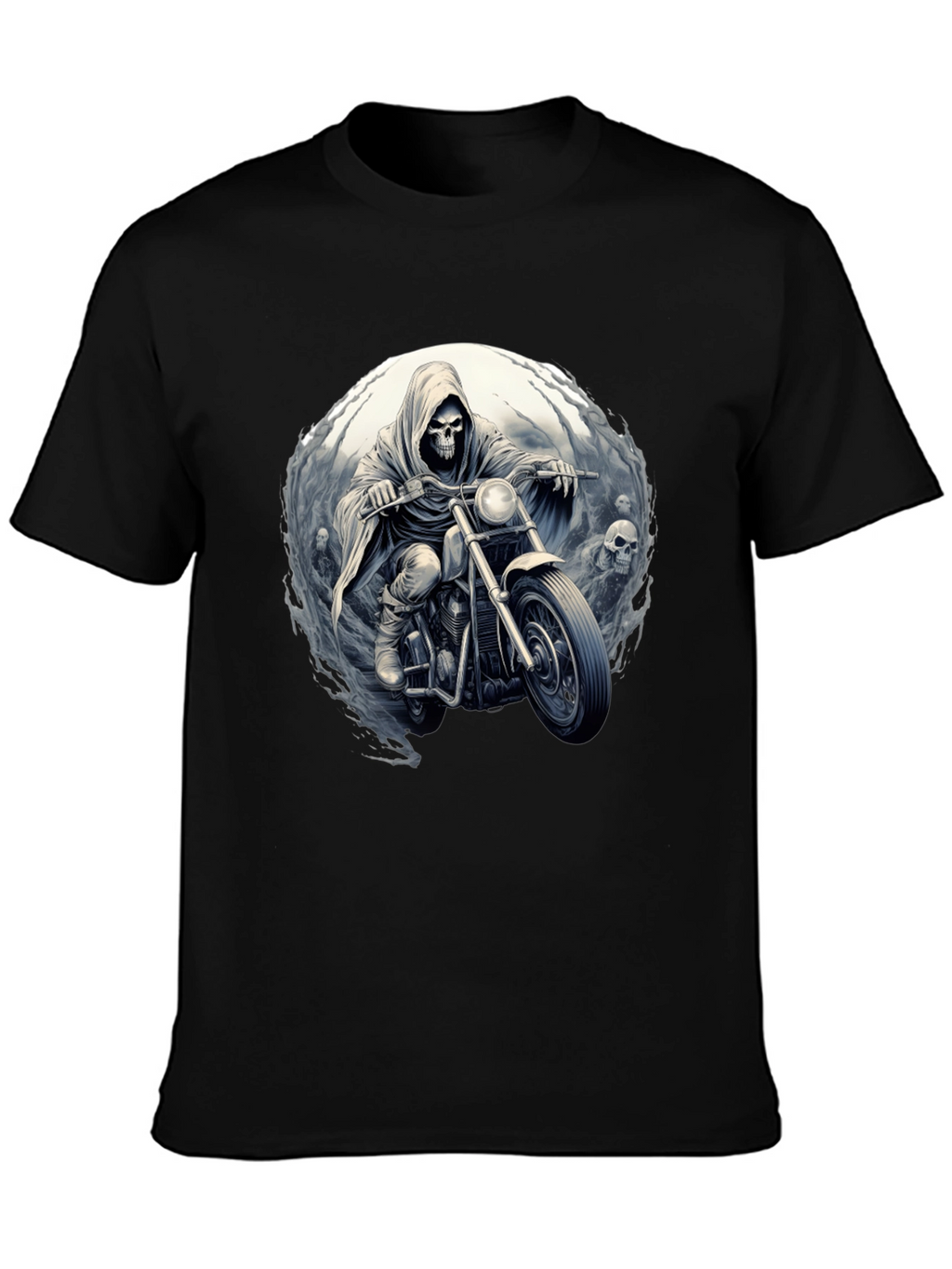 Grim Rider Tee: Skull Motorcycle T-Shirt
