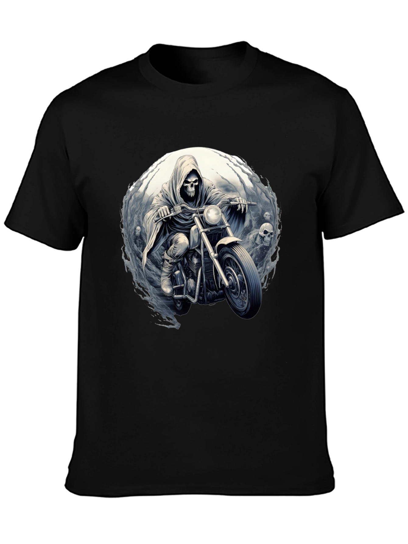 Grim Rider Tee: Skull Motorcycle T-Shirt