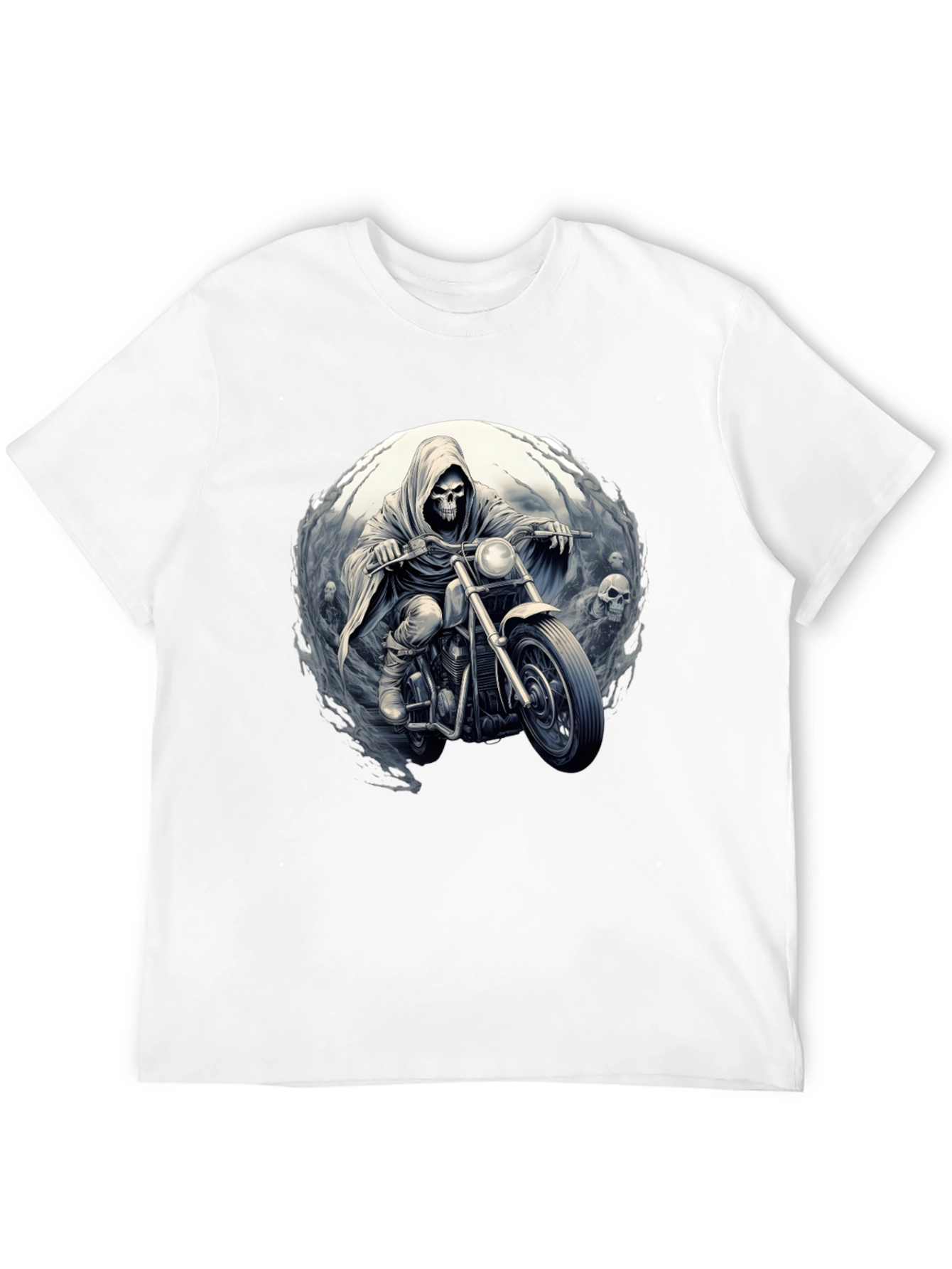 Grim Rider Tee: Skull Motorcycle T-Shirt