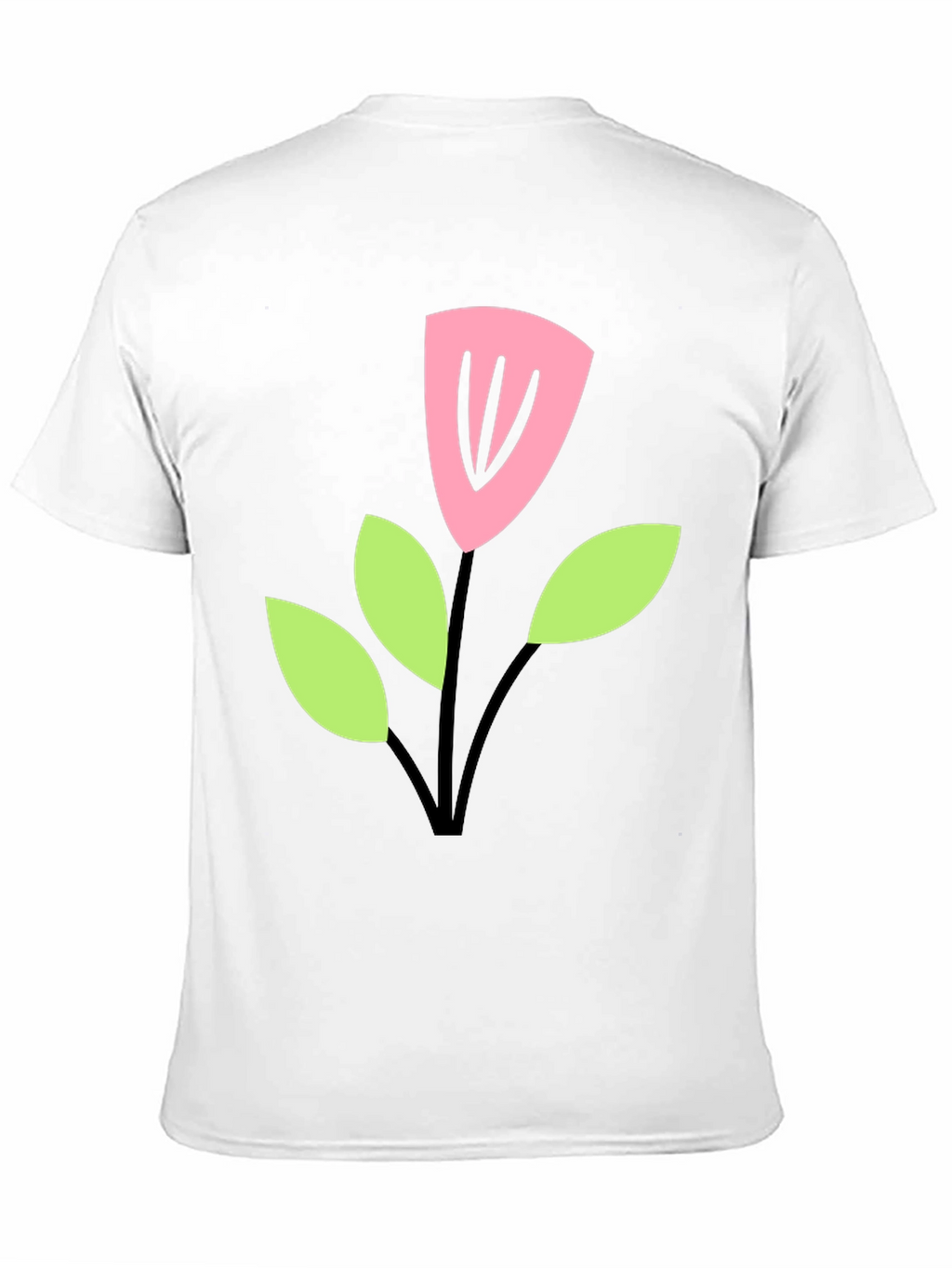 Black T-Shirt with Cartoon Flower Design