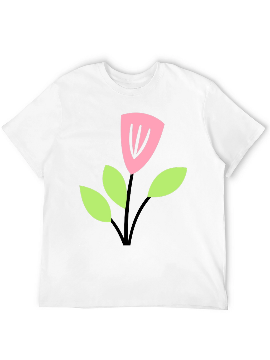 Black T-Shirt with Cartoon Flower Design