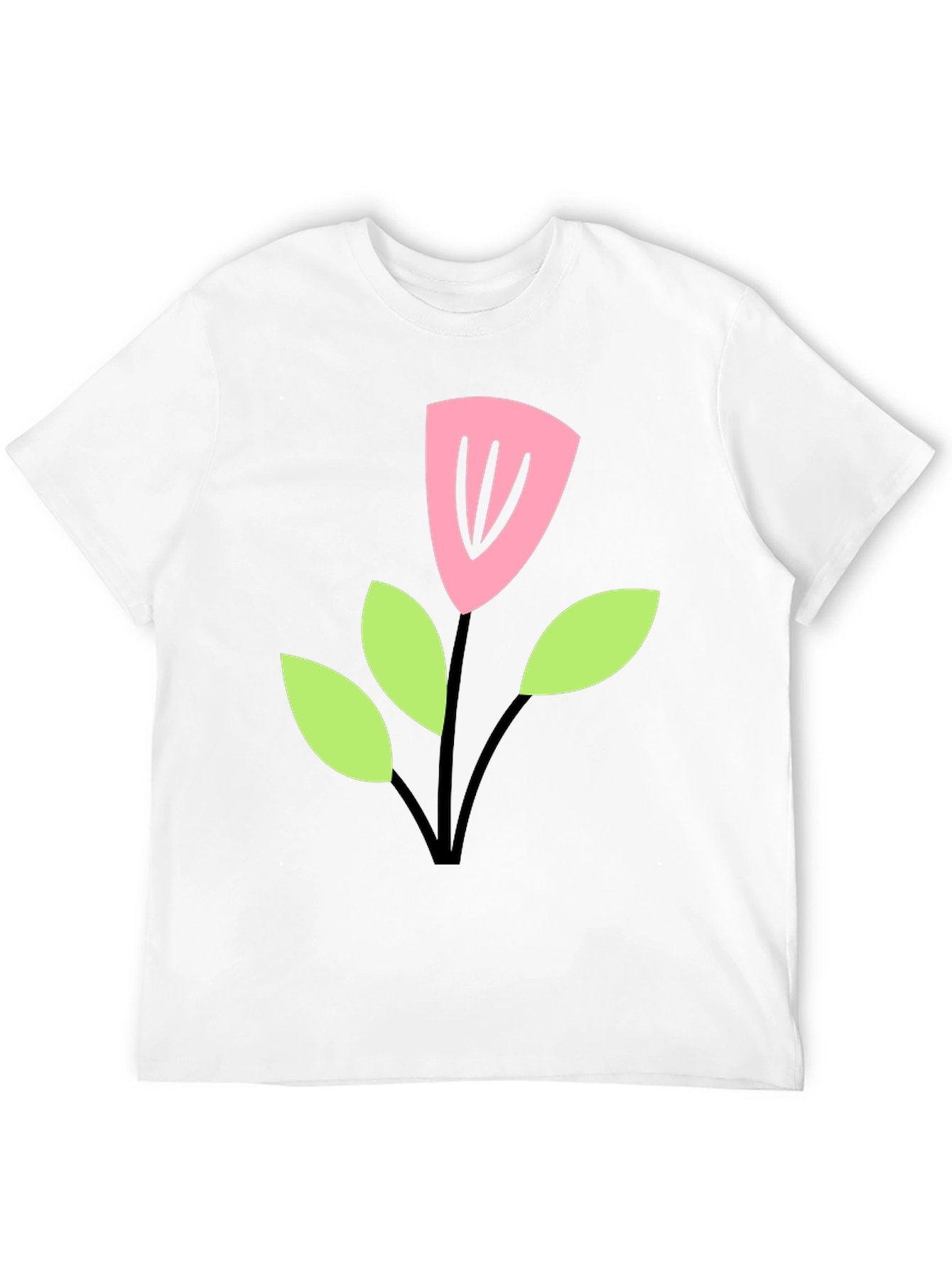 Black T-Shirt with Cartoon Flower Design