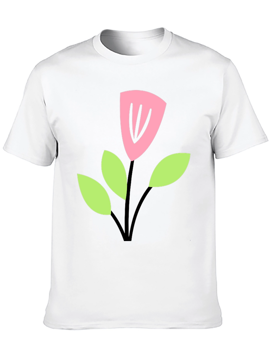 Black T-Shirt with Cartoon Flower Design